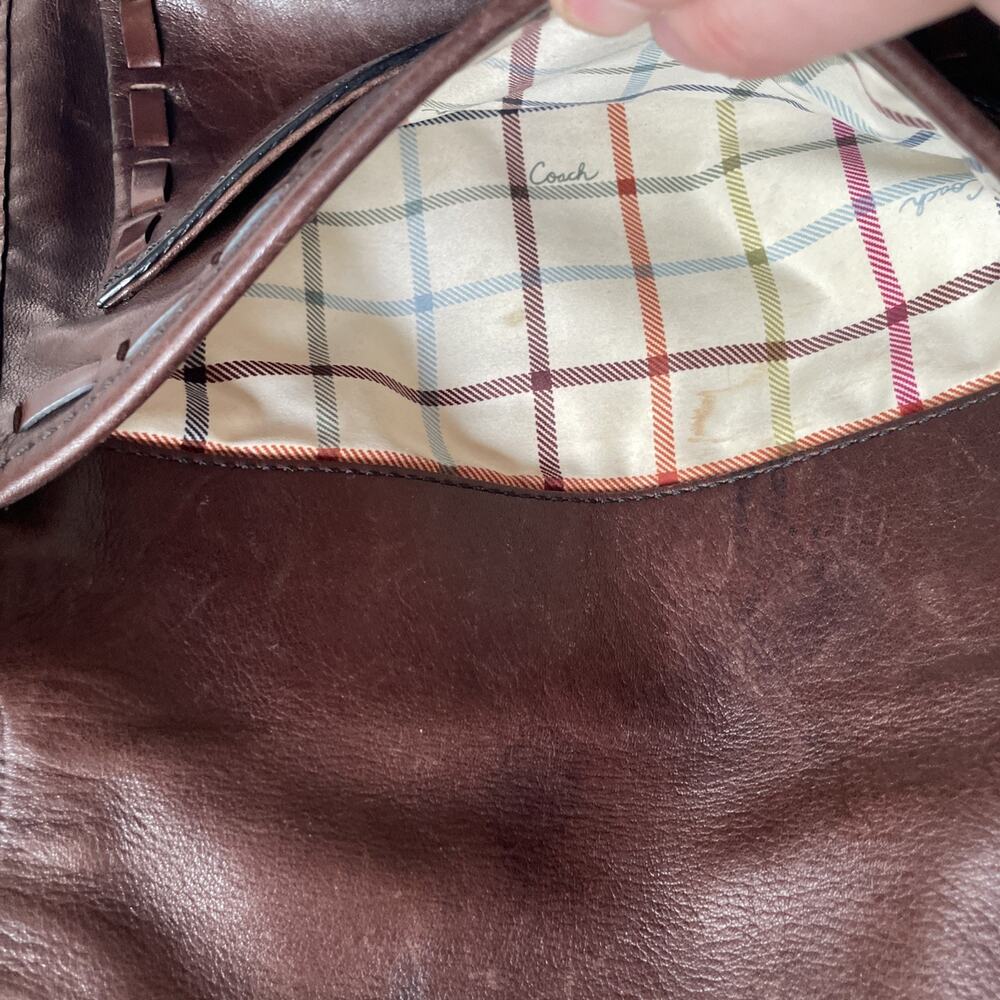 Coach Brown Leather Handbag Tattersall Flap Good Condition Rare Early 2000s - Picture 13 of 14